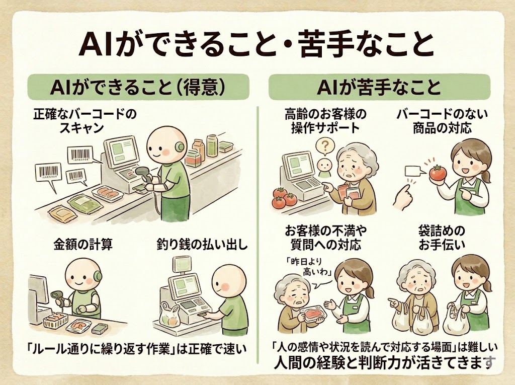 AIは「決まった作業」は得意。「人を読む」場面は今も苦手。