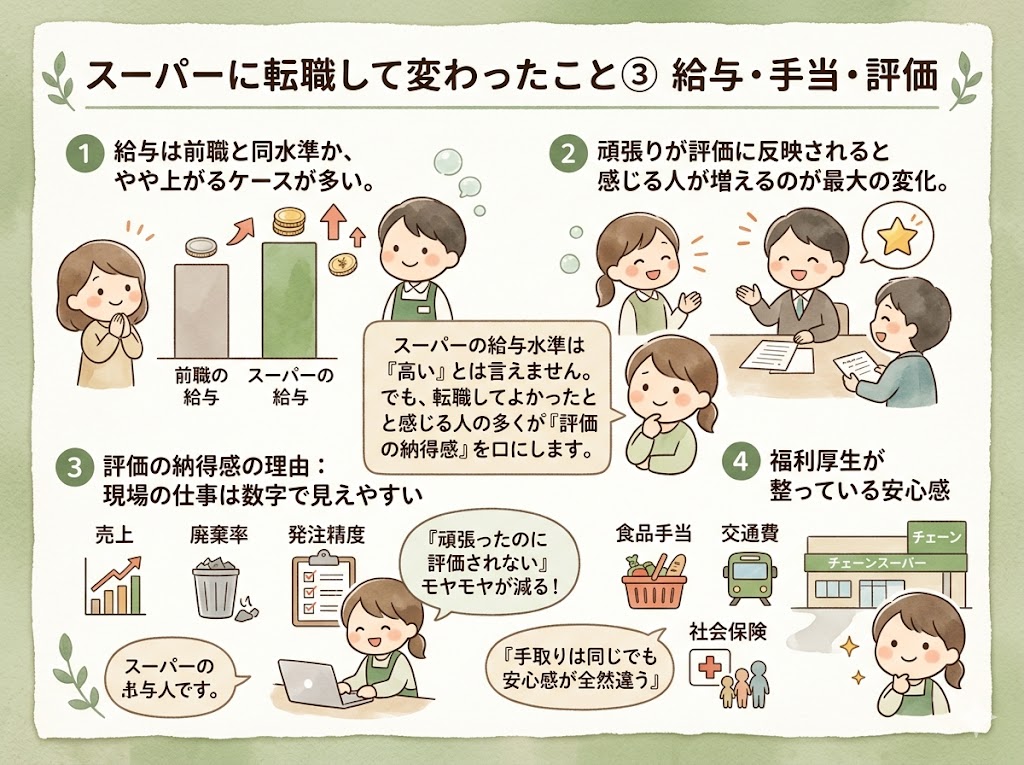 スーパーに転職して変わったこと③給与・手当・評価