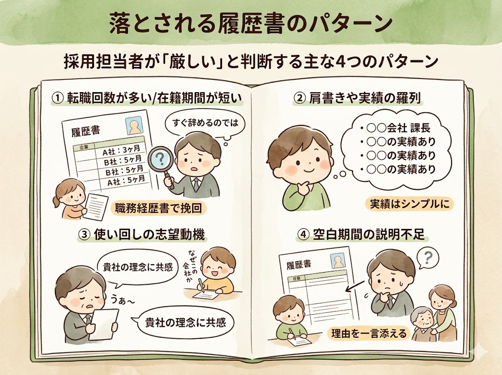 スーパー転職の面接で、落とされる履歴書のパターン