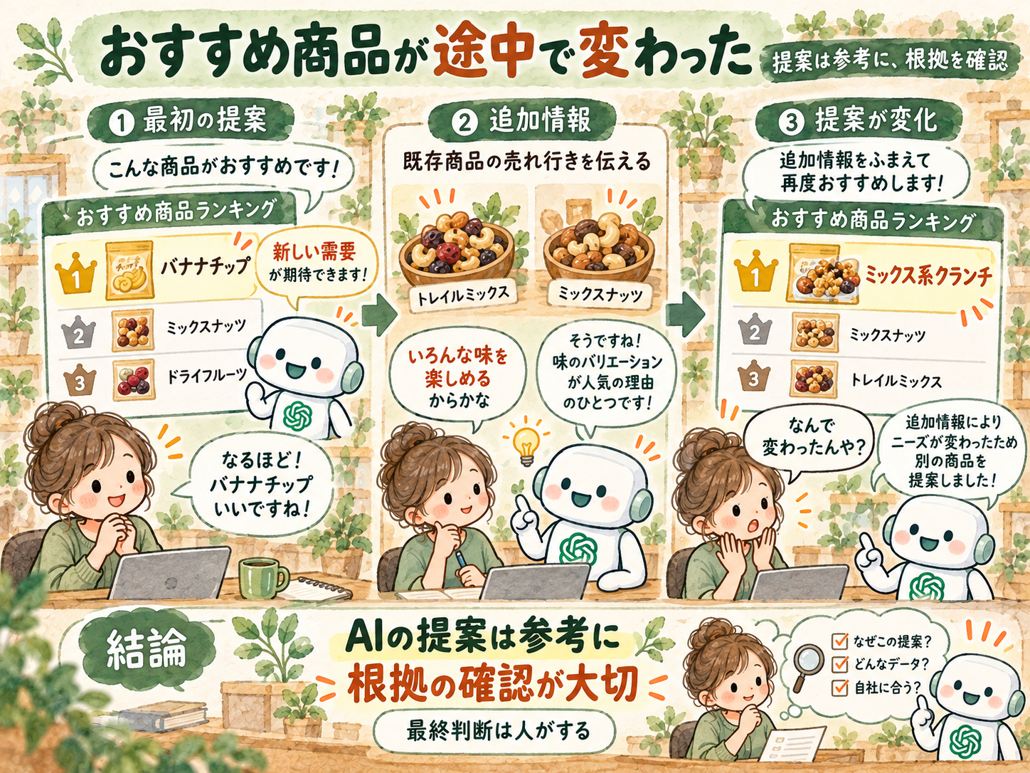 ChatGPTのおすすめ商品が途中で変わった