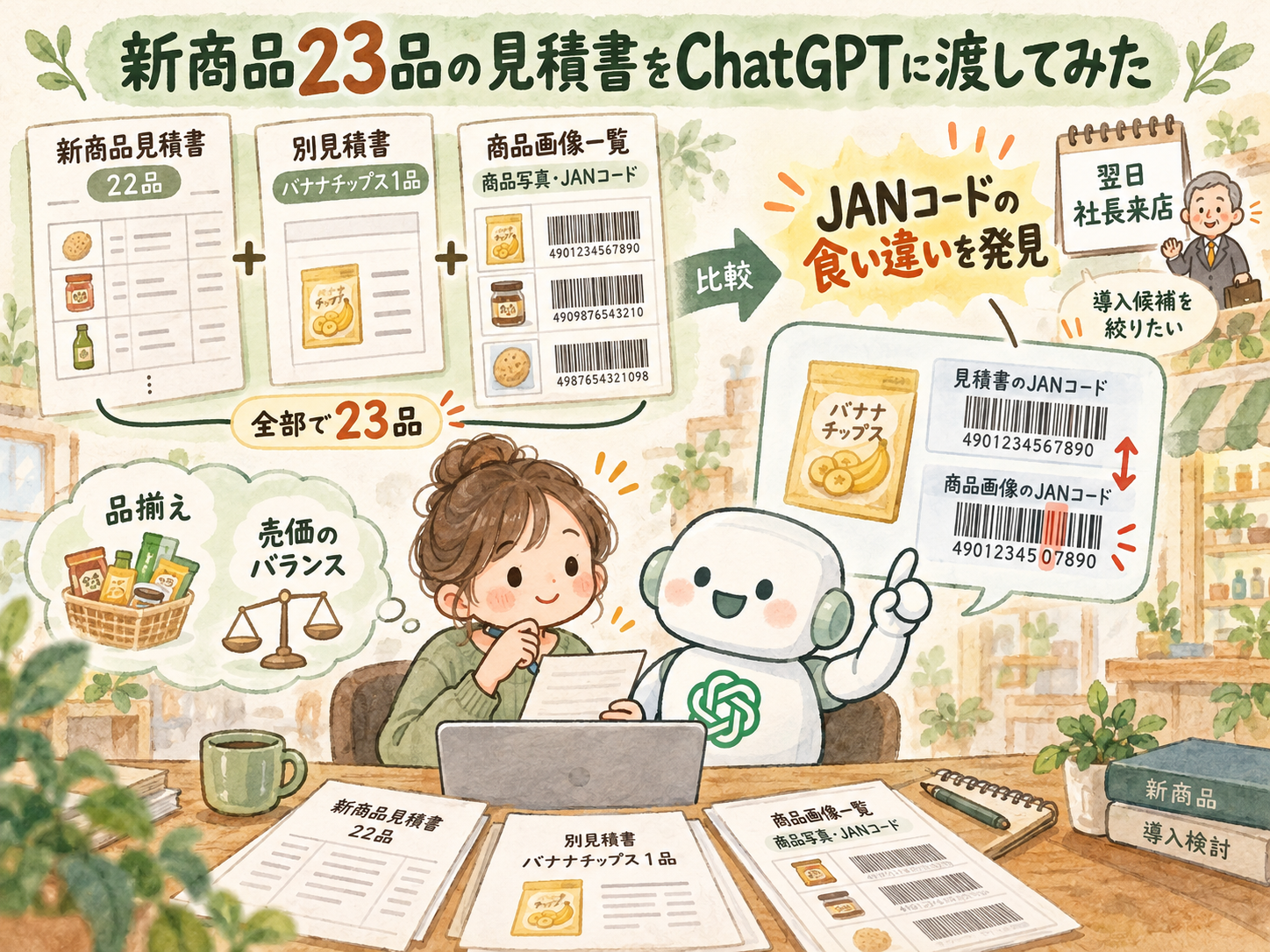 新商品23品の見積書をChatGPTに渡してみた