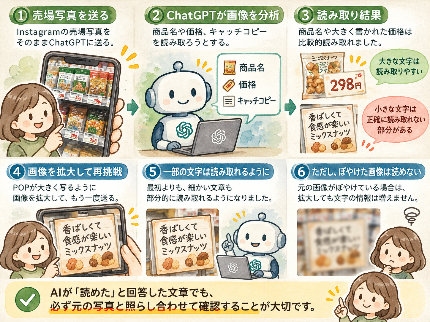 ChatGPTで売場写真から商品名・価格・キャッチコピーを読み取ってみた
